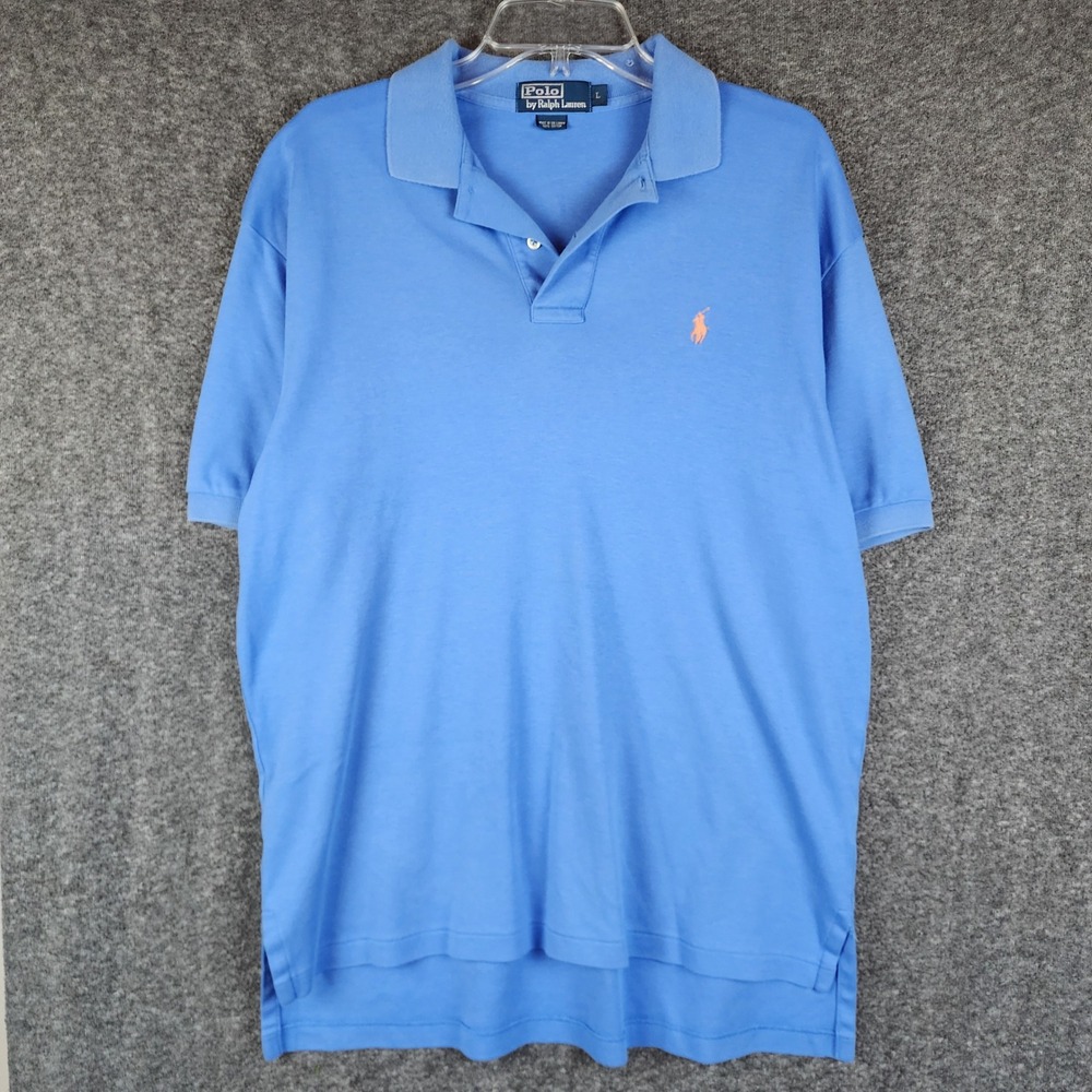Polo Ralph Lauren Polo Shirt Mens L Classic Fit Blue Short Sleeve Pony Logo EUC